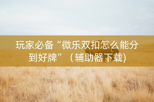 玩家必备“微乐双扣怎么能分到好牌”（辅助器下载)