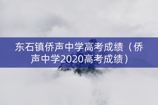东石镇侨声中学高考成绩（侨声中学2020高考成绩）