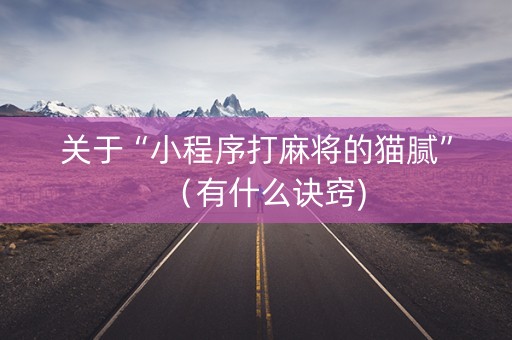 关于“小程序打麻将的猫腻”（有什么诀窍)