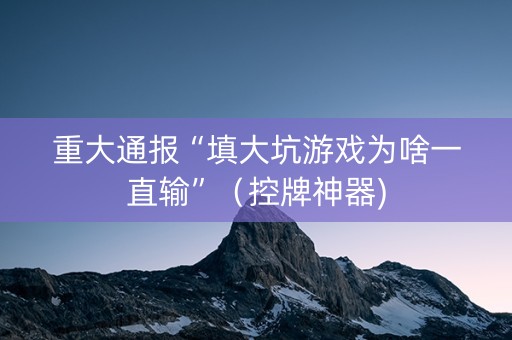 重大通报“填大坑游戏为啥一直输”（控牌神器)