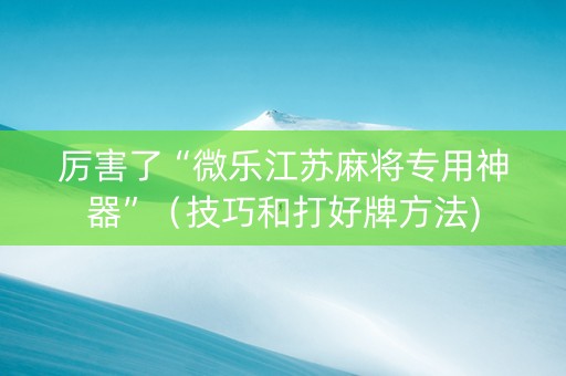 厉害了“微乐江苏麻将专用神器”（技巧和打好牌方法)