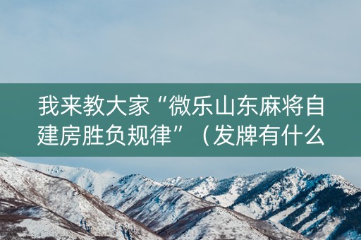 我来教大家“微乐山东麻将自建房胜负规律”（发牌有什么规律吗)