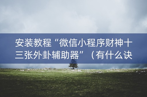 安装教程“微信小程序财神十三张外卦辅助器”（有什么诀窍)
