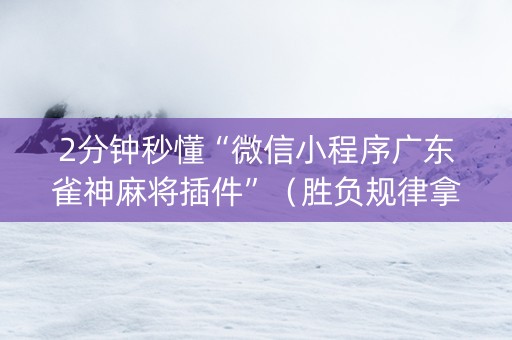 2分钟秒懂“微信小程序广东雀神麻将插件”（胜负规律拿好牌)