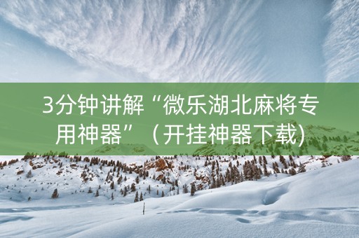 3分钟讲解“微乐湖北麻将专用神器”（开挂神器下载)