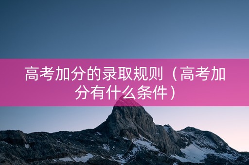 高考加分的录取规则（高考加分有什么条件）