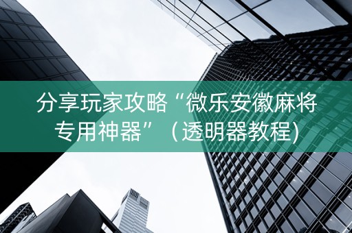 分享玩家攻略“微乐安徽麻将专用神器”（透明器教程)
