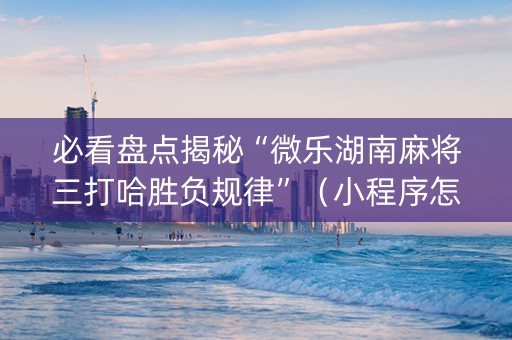 必看盘点揭秘“微乐湖南麻将三打哈胜负规律”（小程序怎么才会赢)