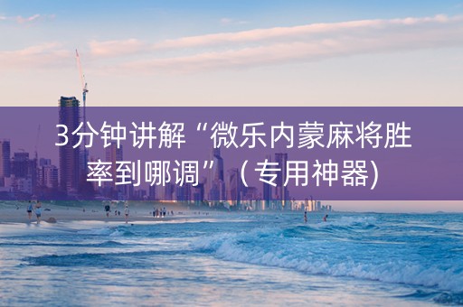 3分钟讲解“微乐内蒙麻将胜率到哪调”（专用神器)