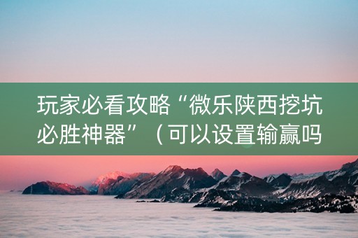 玩家必看攻略“微乐陕西挖坑必胜神器”（可以设置输赢吗)