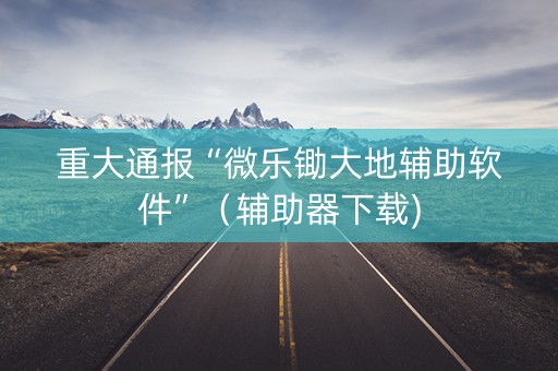重大通报“微乐锄大地辅助软件”（辅助器下载)
