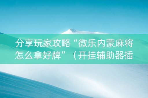 分享玩家攻略“微乐内蒙麻将怎么拿好牌”（开挂辅助器插件)