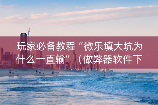 玩家必备教程“微乐填大坑为什么一直输”（做弊器软件下载)