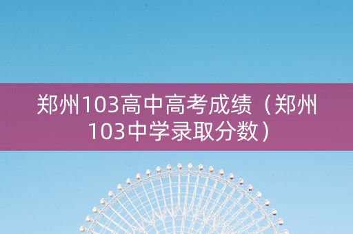 郑州103高中高考成绩（郑州103中学录取分数）
