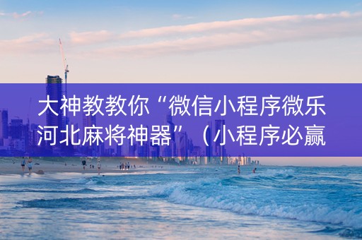 大神教教你“微信小程序微乐河北麻将神器”（小程序必赢神器)