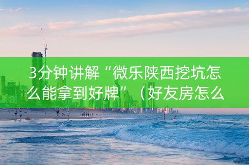 3分钟讲解“微乐陕西挖坑怎么能拿到好牌”（好友房怎么才能赢)