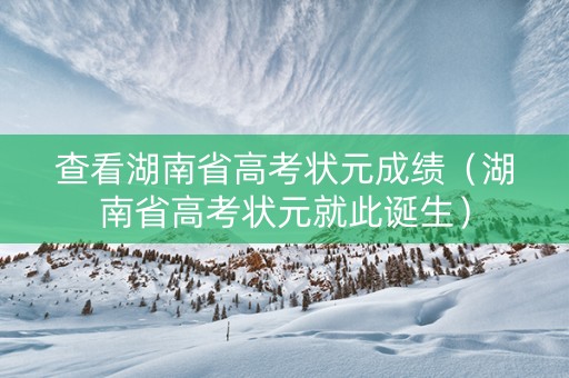 查看湖南省高考状元成绩（湖南省高考状元就此诞生）