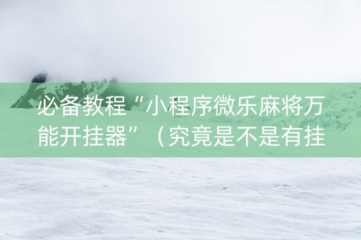 必备教程“小程序微乐麻将万能开挂器”（究竟是不是有挂)