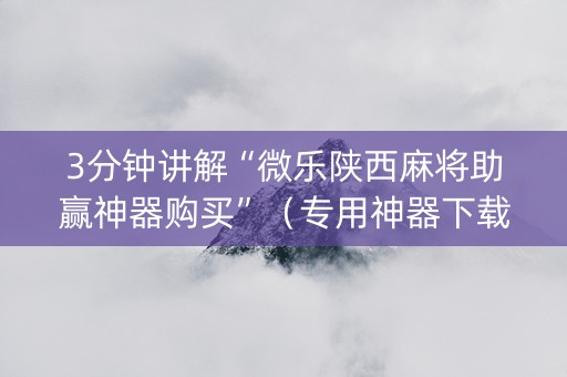 3分钟讲解“微乐陕西麻将助赢神器购买”（专用神器下载)
