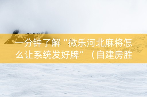 一分钟了解“微乐河北麻将怎么让系统发好牌”（自建房胜负规律)