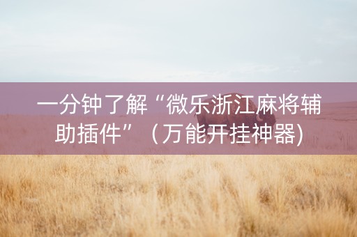 一分钟了解“微乐浙江麻将辅助插件”（万能开挂神器)