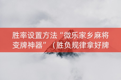 胜率设置方法“微乐家乡麻将变牌神器”（胜负规律拿好牌)