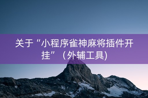 关于“小程序雀神麻将插件开挂”（外辅工具)