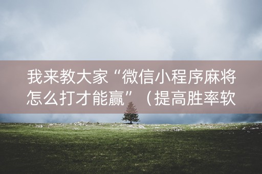我来教大家“微信小程序麻将怎么打才能赢”（提高胜率软件)