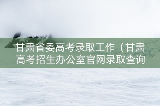 甘肃省委高考录取工作（甘肃高考招生办公室官网录取查询）