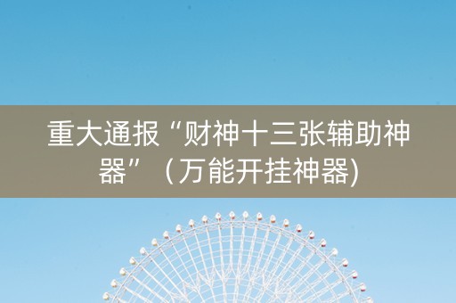 重大通报“财神十三张辅助神器”（万能开挂神器)