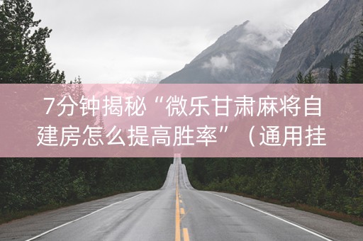 7分钟揭秘“微乐甘肃麻将自建房怎么提高胜率”（通用挂软件多少钱)