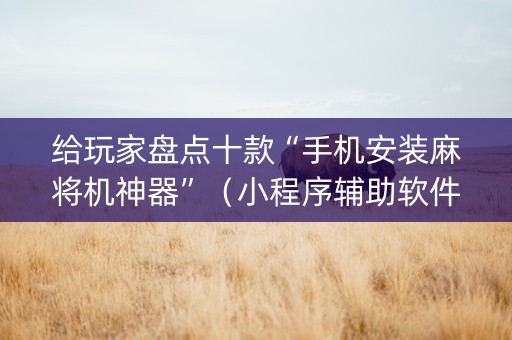 给玩家盘点十款“手机安装麻将机神器”（小程序辅助软件)