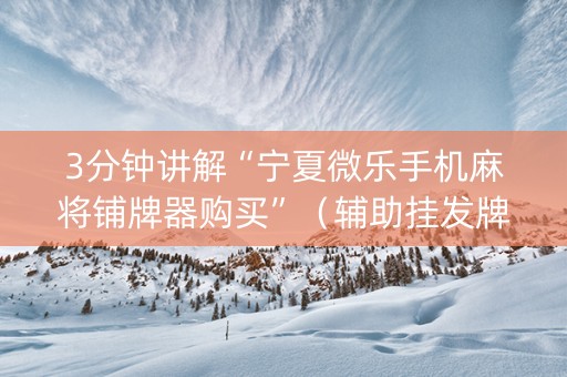 3分钟讲解“宁夏微乐手机麻将铺牌器购买”（辅助挂发牌规律)
