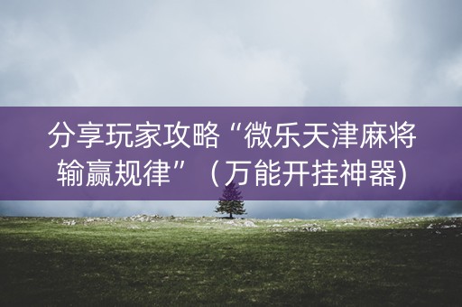 分享玩家攻略“微乐天津麻将输赢规律”（万能开挂神器)