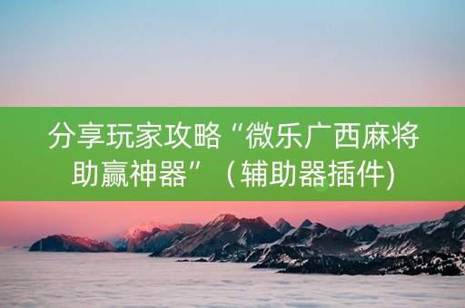 分享玩家攻略“微乐广西麻将助赢神器”（辅助器插件)