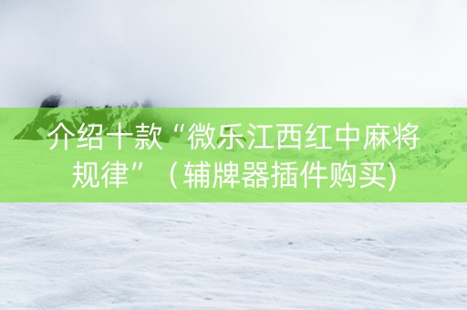 介绍十款“微乐江西红中麻将规律”（辅牌器插件购买)