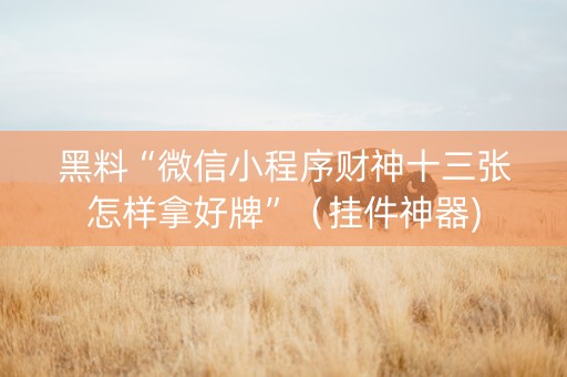 黑料“微信小程序财神十三张怎样拿好牌”（挂件神器)