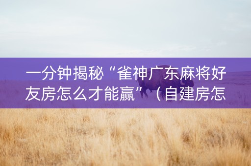 一分钟揭秘“雀神广东麻将好友房怎么才能赢”（自建房怎么拿好牌)