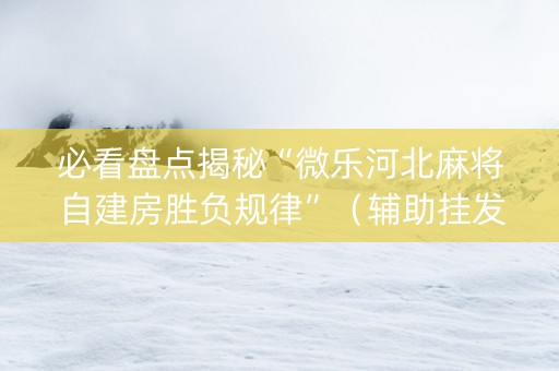 必看盘点揭秘“微乐河北麻将自建房胜负规律”（辅助挂发牌规律)