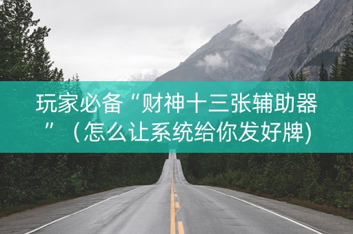 玩家必备“财神十三张辅助器”（怎么让系统给你发好牌)