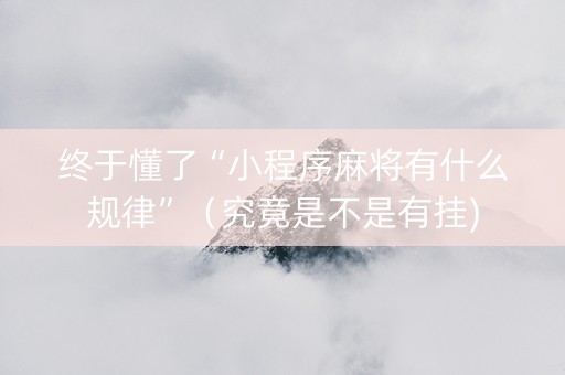 终于懂了“小程序麻将有什么规律”（究竟是不是有挂)