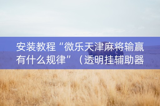 安装教程“微乐天津麻将输赢有什么规律”（透明挂辅助器)