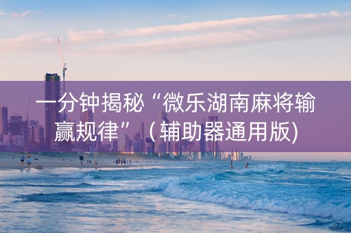 一分钟揭秘“微乐湖南麻将输赢规律”（辅助器通用版)