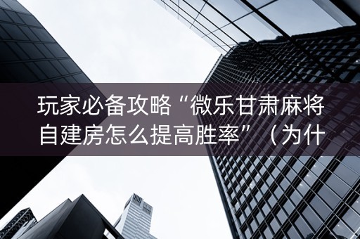 玩家必备攻略“微乐甘肃麻将自建房怎么提高胜率”（为什么有人一直赢)
