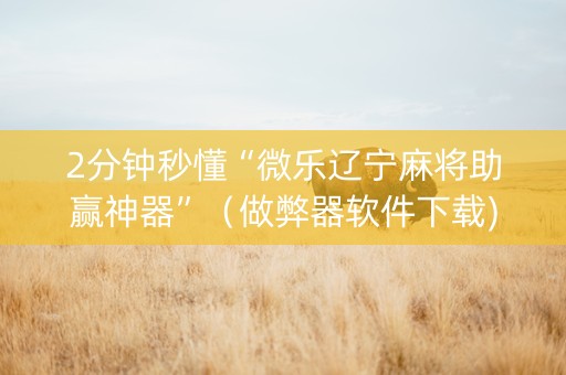 2分钟秒懂“微乐辽宁麻将助赢神器”（做弊器软件下载)