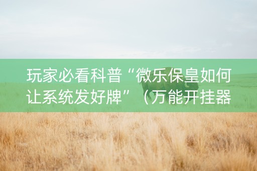 玩家必看科普“微乐保皇如何让系统发好牌”（万能开挂器)