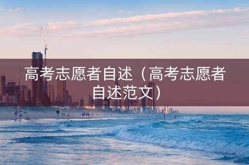 高考志愿者自述（高考志愿者自述范文）