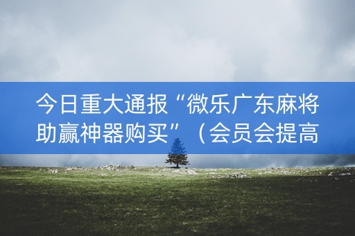 今日重大通报“微乐广东麻将助赢神器购买”（会员会提高胜率吗)