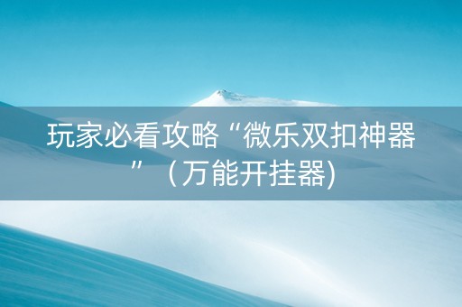玩家必看攻略“微乐双扣神器”（万能开挂器)