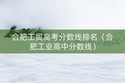 合肥工贸高考分数线排名（合肥工业高中分数线）
